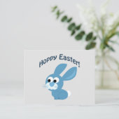 Hoppy Pasen! Blauwe konijn Feestdagenkaart (Staand voorkant)