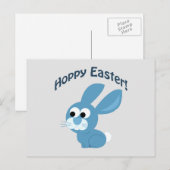 Hoppy Pasen! Blauwe konijn Feestdagenkaart (Voorkant / Achterkant)