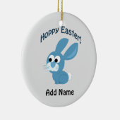 Hoppy Pasen! Blauwe konijn Keramisch Ornament (Rechts)