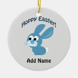 Hoppy Pasen! Blauwe konijn Keramisch Ornament
