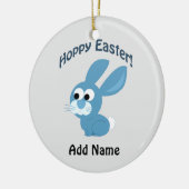 Hoppy Pasen! Blauwe konijn Keramisch Ornament (Links)