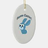 Hoppy Pasen! Blauwe konijn Keramisch Ornament (Rechts)