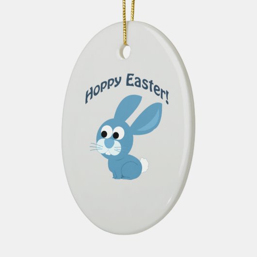 Hoppy Pasen! Blauwe konijn Keramisch Ornament (Links)