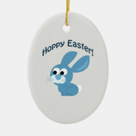 Hoppy Pasen! Blauwe konijn Keramisch Ornament