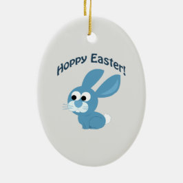 Hoppy Pasen! Blauwe konijn Keramisch Ornament