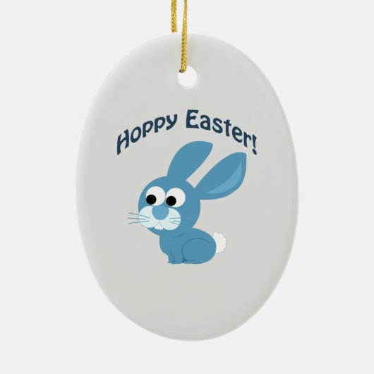 Hoppy Pasen! Blauwe konijn Keramisch Ornament (Achterkant)
