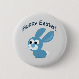 Hoppy Pasen! Blauwe konijn Ronde Button 5,7 Cm
