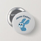 Hoppy Pasen! Blauwe konijn Ronde Button 5,7 Cm (Voorkant /achterkant)