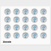 Hoppy Pasen! Blauwe konijn Ronde Sticker (Vel)