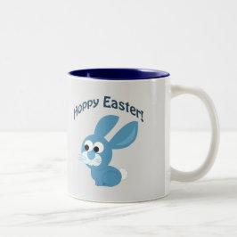 Hoppy Pasen! Blauwe konijn Tweekleurige Koffiemok