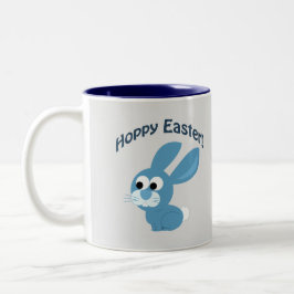Hoppy Pasen! Blauwe konijn Tweekleurige Koffiemok