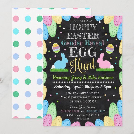 Hoppy Pasen Geslacht Onthullen Party Uitnodiging (Voorkant / Achterkant)