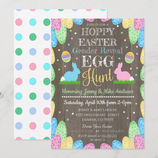 Hoppy Pasen Geslacht Onthullen Party Uitnodiging (Voorkant / Achterkant)