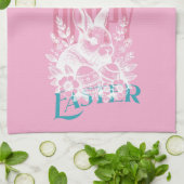 Hoppy Pasen Konijn Stempel Roze Theedoek (Gevouwen)