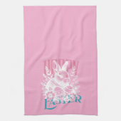 Hoppy Pasen Konijn Stempel Roze Theedoek (Verticaal)