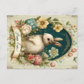Hoppy Pasen met  Bunny en Floral Briefkaart (Voorkant)