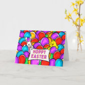 Hoppy Pasen met kleurrijke geverfde eieren Kaart (Gele Bloem)