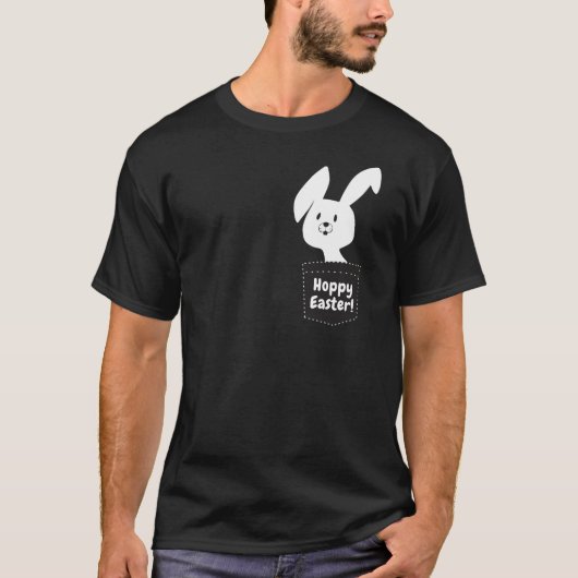 Hoppy Pasen met zwarte en witte Cartoon T-shirt (Voorkant)