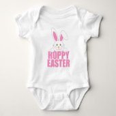 Hoppy Pasen - Schattig Happy Pasen Konijn Pun Romper (Voorkant)