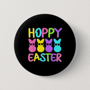 Hoppy Pasen Schattige Kleurrijke Konijntje Dragen  Ronde Button 5,7 Cm