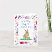Hoppy Pasen Schattige Konijntje en Eitjes Boho Flo Kaart (Voorkant)