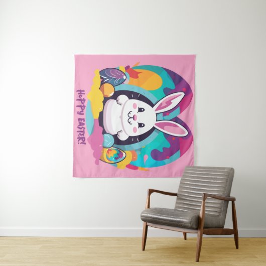 Hoppy Pasen! Wandkleed (In Situ (horizontaal))