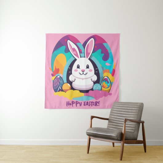 Hoppy Pasen! Wandkleed (In situ)