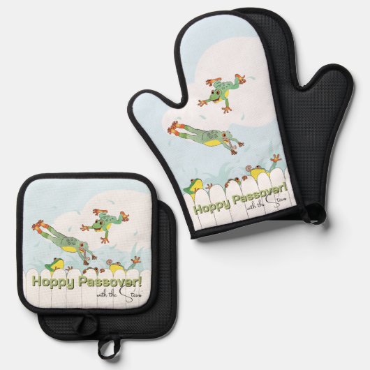 Hoppy Passover Ovenwant & Pannenlap Set (Voorkant / Achterkant)