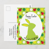 🐰 Hoppy Pickleball Paasen, schattig groen Briefkaart (Voorkant / Achterkant)