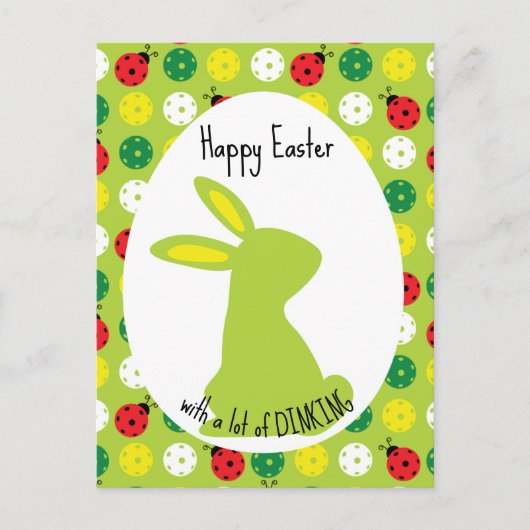 🐰 Hoppy Pickleball Paasen, schattig groen Briefkaart (Voorkant)