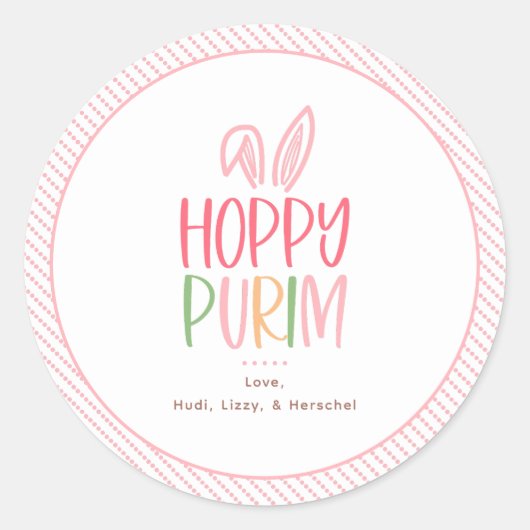 Hoppy Purim Bunny Ears Ronde Sticker (Voorkant)