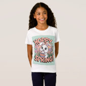 Hoppy Spring Bunny T-Shirt - Schattigee Pasen Bloe (Voorkant volledig)