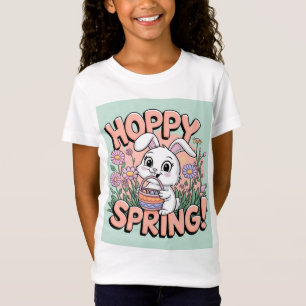Hoppy Spring Bunny T-Shirt - Schattigee Pasen Bloe