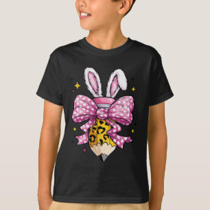 Hoppy Teacher Schattige Coquette Bow Bunny Paasdag T-shirt