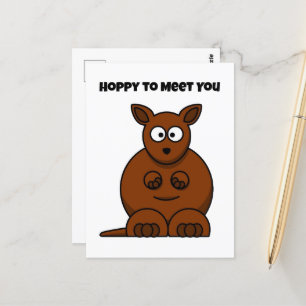 Hoppy to Meet You Kangaroo Funny Cartoon Briefkaart
