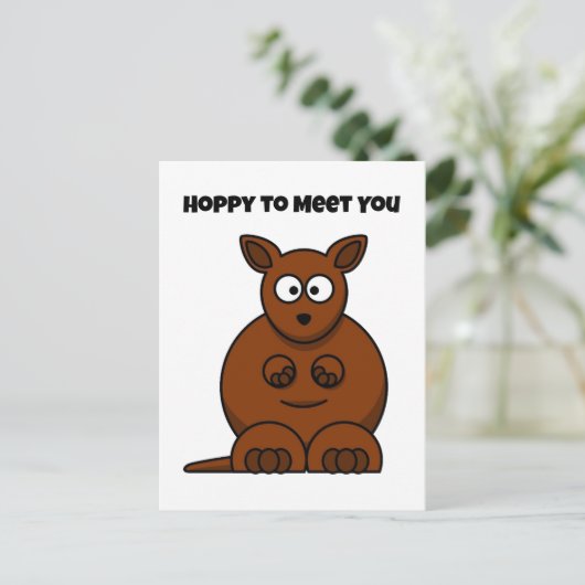 Hoppy to Meet You Kangaroo Funny Cartoon Briefkaart (Staand voorkant)