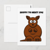 Hoppy to Meet You Kangaroo Funny Cartoon Briefkaart (Voorkant / Achterkant)