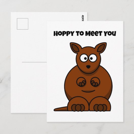 Hoppy to Meet You Kangaroo Funny Cartoon Briefkaart (Voorkant / Achterkant)
