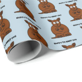 Hoppy to Meet You Kangaroo Funny Cartoon Cadeaupapier (Rol Hoek)