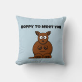 Hoppy to Meet You Kangaroo Funny Cartoon Kussen (Voorkant)