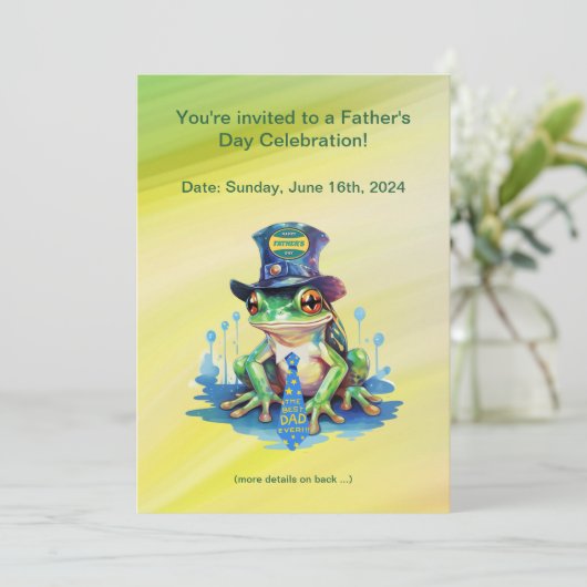 "Hoppy" Vaderdag Frog Top Hoed en Stropdas Design Kaart (Staand voorkant)