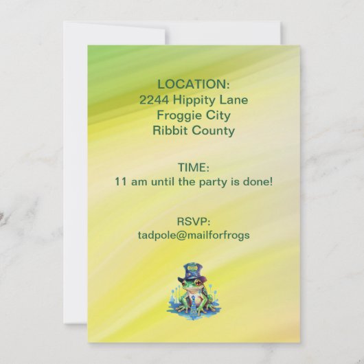 "Hoppy" Vaderdag Frog Top Hoed en Stropdas Design Kaart (Achterkant)