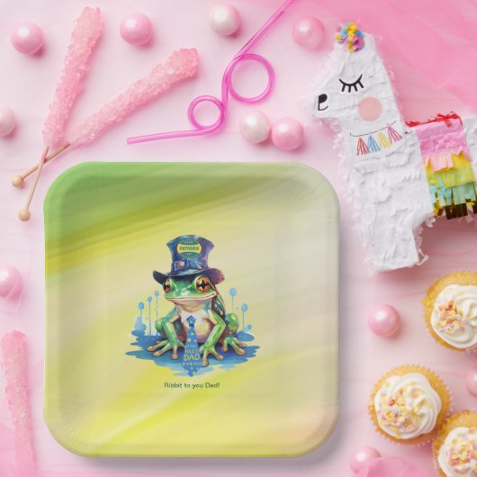 "Hoppy" Vaderdag Frog Top Hoed en Stropdas Design Papieren Bordje (Feest)