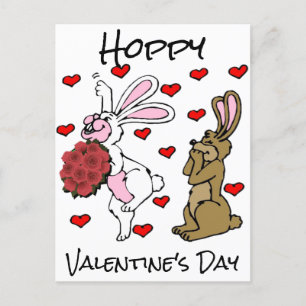 Hoppy Valentijnsdag - Bunny Rabbits and Hearts Briefkaart