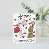 Hoppy Valentijnsdag - Bunny Rabbits and Hearts Briefkaart (Staand voorkant)