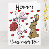 Hoppy Valentijnsdag - Bunny Rabbits and Hearts Kaart (Gele Bloem)