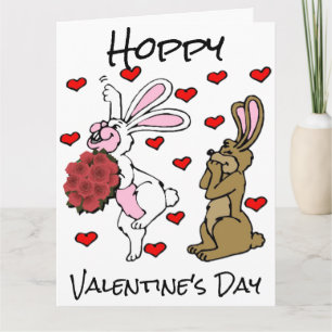 Hoppy Valentijnsdag - Bunny Rabbits and Hearts Kaart