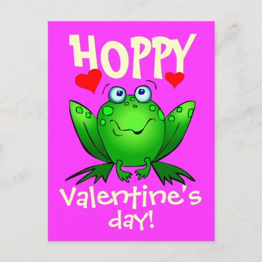 Hoppy Valentijnsdag Cartoon Kikker Briefkaart (Voorkant)