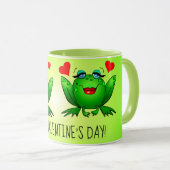 Hoppy Valentijnsdag Cute Frogs w Hearts Mok (Voorkant rechts)