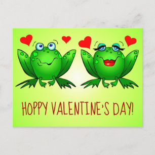 Hoppy Valentijnsdag Fun Cute Cartoon Kikkers Harte Briefkaart